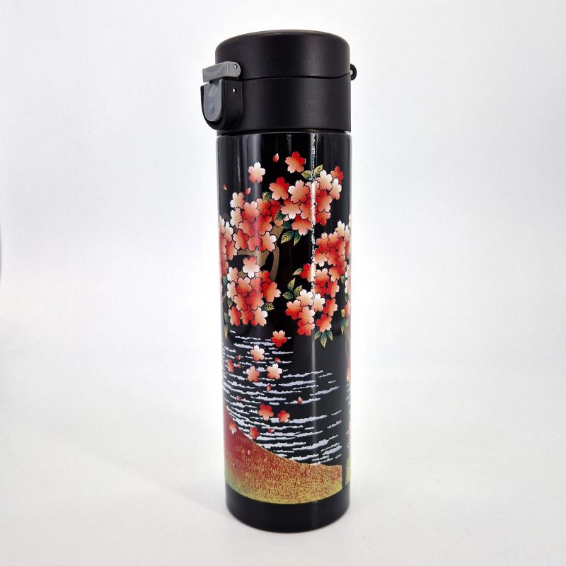 Bouteille isotherme en acier inoxydable, motif Mont fuji et sakura- BOTORU