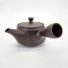 Japanische Kyusu-Teekanne aus brauner Keramik, Kiiroi Hana, 0,370 l