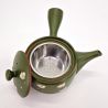 Japanese Kyusu Teapot in Brown and Green Ceramic, Sakura, 0.370lt