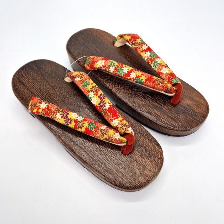 Japanese Geta Clogs, Red, HGT-2 MOMIJI