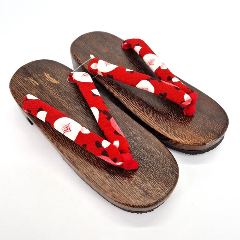 the pair of Japanese Geta clogs, red, HGT-2 TSUBAKI