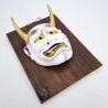 Noh mask representing the vengeful demon, HANNYA with a wooden frame