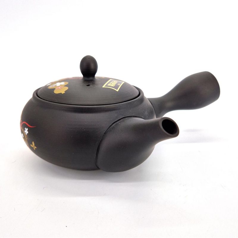 Teiera giapponese Kyusu in argilla nera Tokoname con motivo a zucca, HYOTA, 33 cl