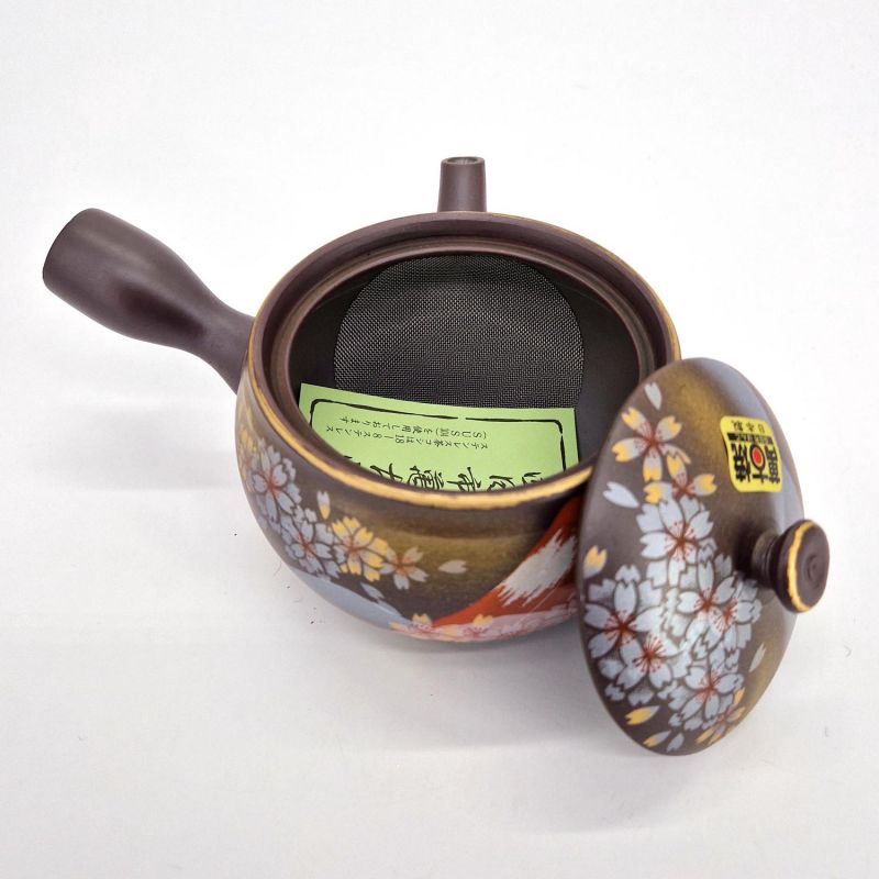 Tetera japonesa kyusu en arcilla tokoname negra, también conocida como patrón FUJI, 340 cc