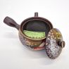 Japanese kyusu teapot in black tokoname clay with AKA FUJI pattern, 340 cc