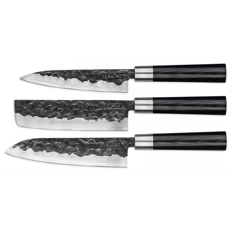 Box of 3 knives - Utility 162mm - Nakiri 168mm - Santoku 182mm - Blacksmith