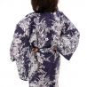 Japanese traditional blue cotton yukata kimono with lily flower pattern for women, YUKATA YURI