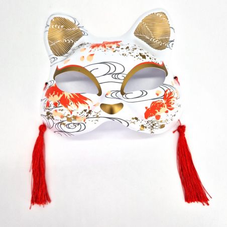 Japanese chat white mask - poisson rouge motif - NEKO GOLDFISH