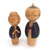 Duo japanischer Holzpuppen, KOKESHI VINTAGE, 15 und 13 cm