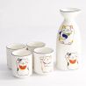 Sake-Set eine Flasche und 4 Tassen, MANEKINEKO