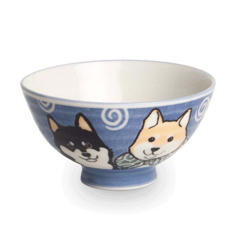 Japanese ceramic rice bowl duo, pink and blue - SHIBA