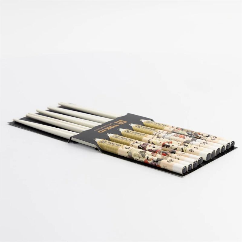 Set de 5 baguettes japonaises- Erotic Shunga blanc