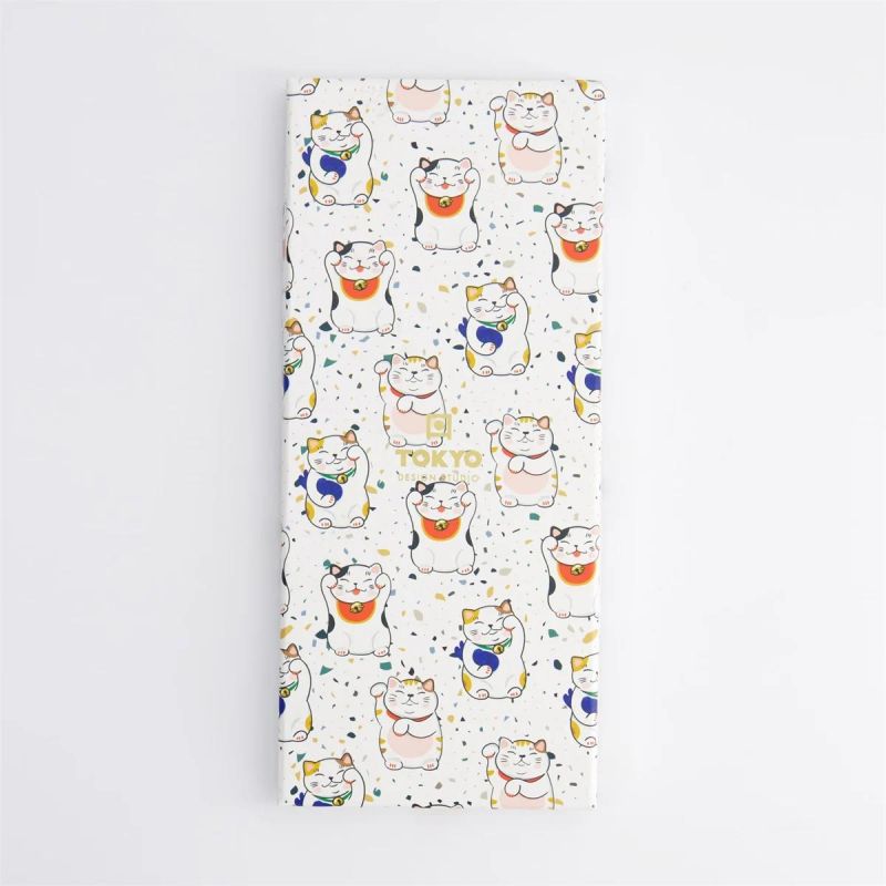 Set of 5 wooden chopsticks, cat patterns + MANEKINEKO box