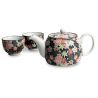 Tea service, round ceramic teapot with removable filter and 2 cups - FURORARU