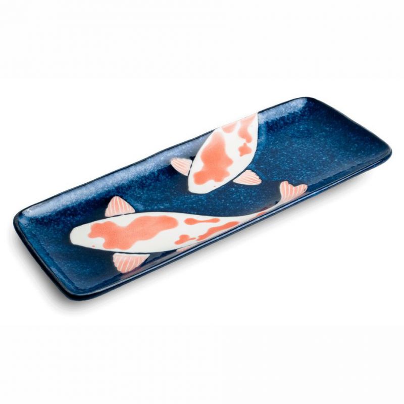 Piatto in ceramica rettangolare blu giapponese BURU