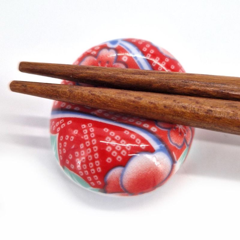 Japanese oval chopstick rest, red, CHIBORI SAKURA