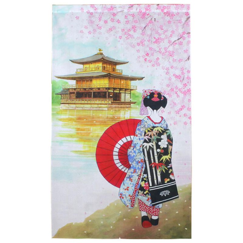 Japanischer Noren-Vorhang aus Polyester, Maiko Kinkakuji