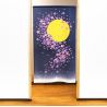 Rideau japonais Noren en polyester, 85 x 150 cm, Lune et fleurs, TSUKI NO SAKURA