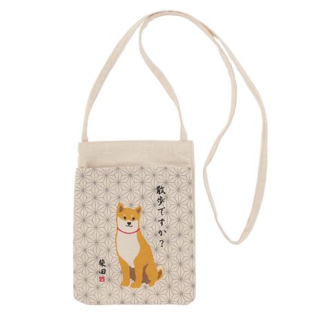 Petit Sac tote bag 100% coton chien Shiba- ASANOHA 1