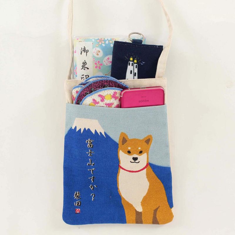 Small 100% cotton tote bag Mount Fuji and Shiba Dog - FUJISAN