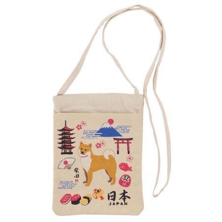 Petit Sac tote bag 100% coton Daruma, Tori, Mont Fuji, Chien Shiba-JAPAN