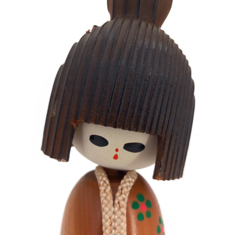 Bambola giapponese in legno, KOKESHI VINTAGE, 21cm