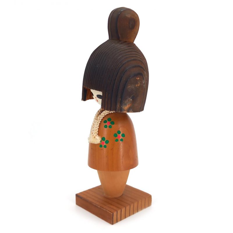 Bambola giapponese in legno, KOKESHI VINTAGE, 21cm