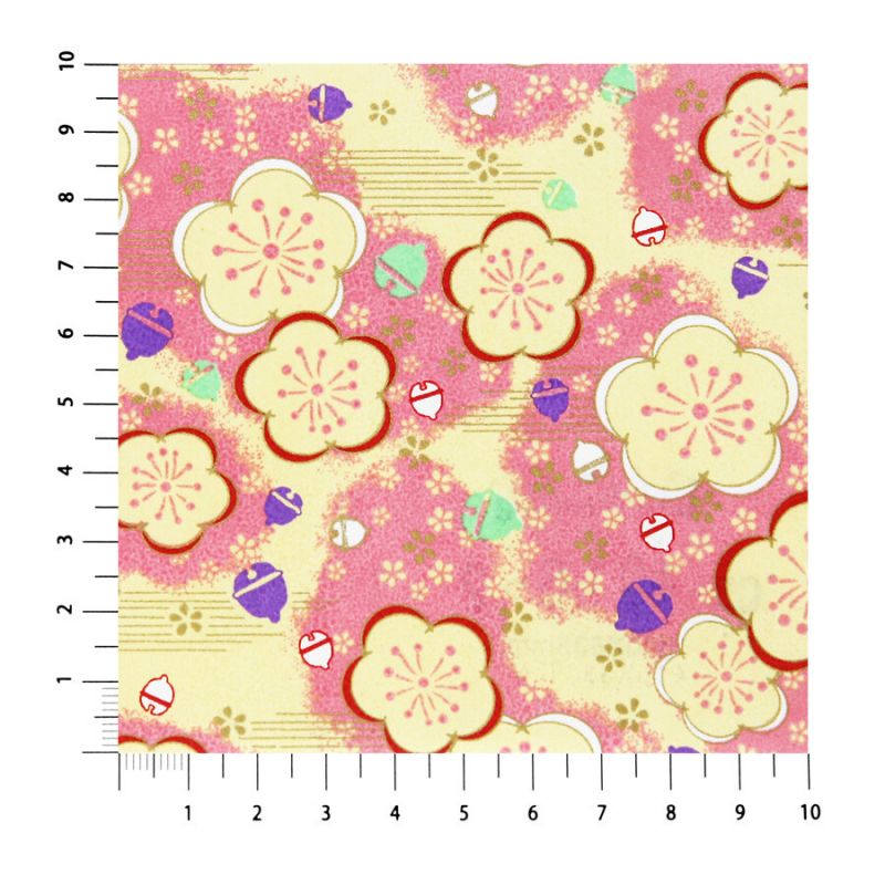 grande feuille papier japonais, YUZEN WASHI, rose, Motif de brume de prune Umezumi