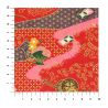 grande feuille papier japonais, YUZEN WASHI, rouge, Carrosse de fleurs et brume précieuse