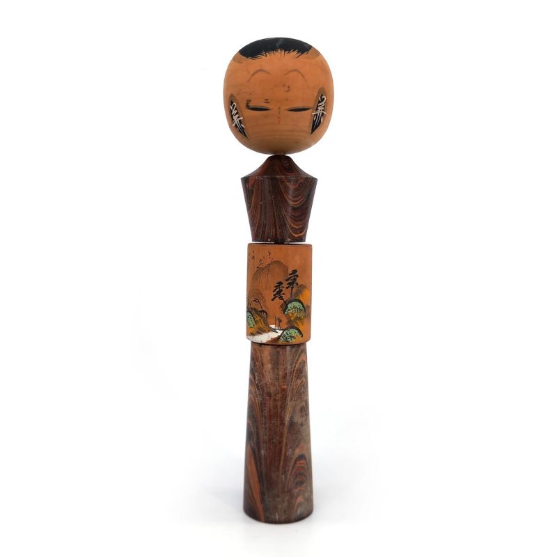 Bambola giapponese in legno, KOKESHI VINTAGE, 32 cm