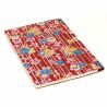 Japanese notebook with peony pattern on vertical stripes - BOTAN