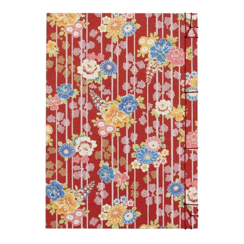 Carnet de notes japonais motif pivoines sur bandes verticales- BOTAN