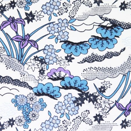 hoja grande de papel japonés, YUZEN WASHI, blanco, estampado Hanayose