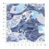 large sheet of Japanese paper, YUZEN WASHI, blue, Flower on the wave pattern, four seasons fan