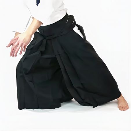 wide pleated pants, Hakama, Tetron Aikido, black