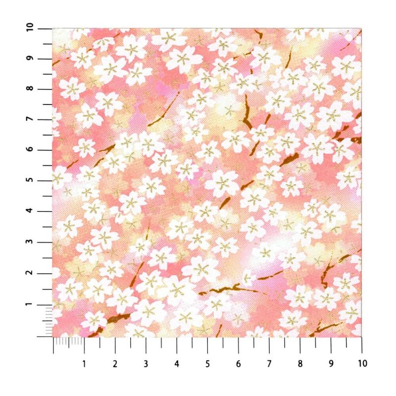 large sheet of Japanese paper, YUZEN WASHI, pink, Sakura flowers