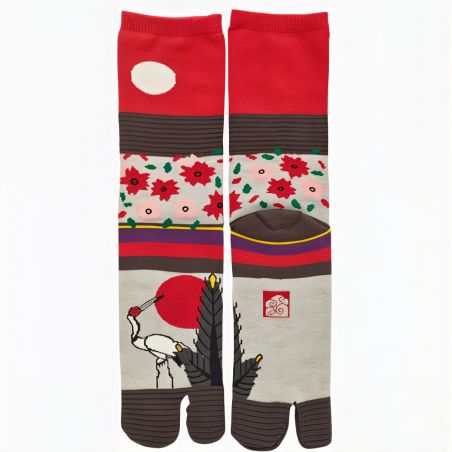 Japanese tabi socks, HANAFUDA crane, 25-28cm