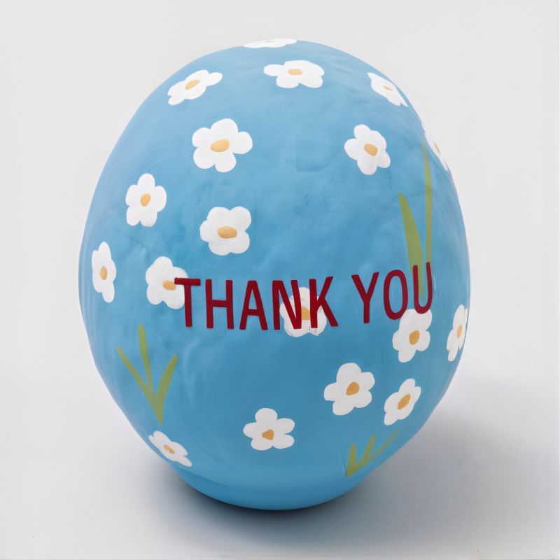 Poupée japonaise, DARUMA, bleu,tulipe « compassion », Thank you