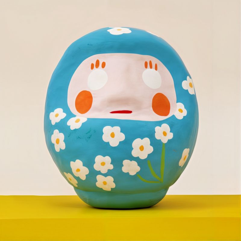 Japanische Puppe, DARUMA, blau, Tulpe „Mitgefühl“, Danke