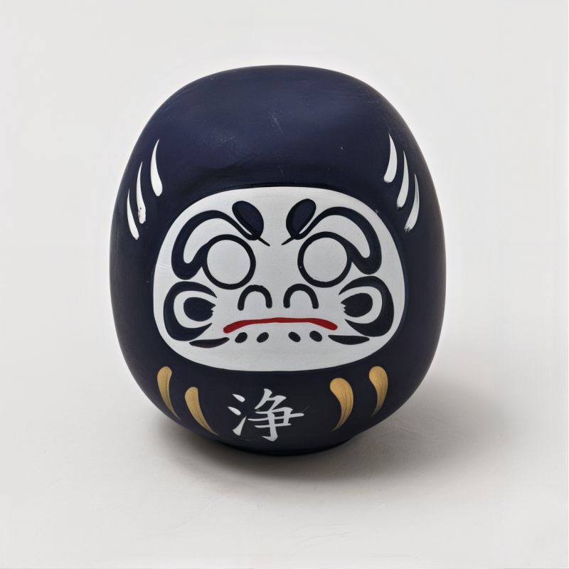 Japanese doll, DARUMA, dark blue, iwaza