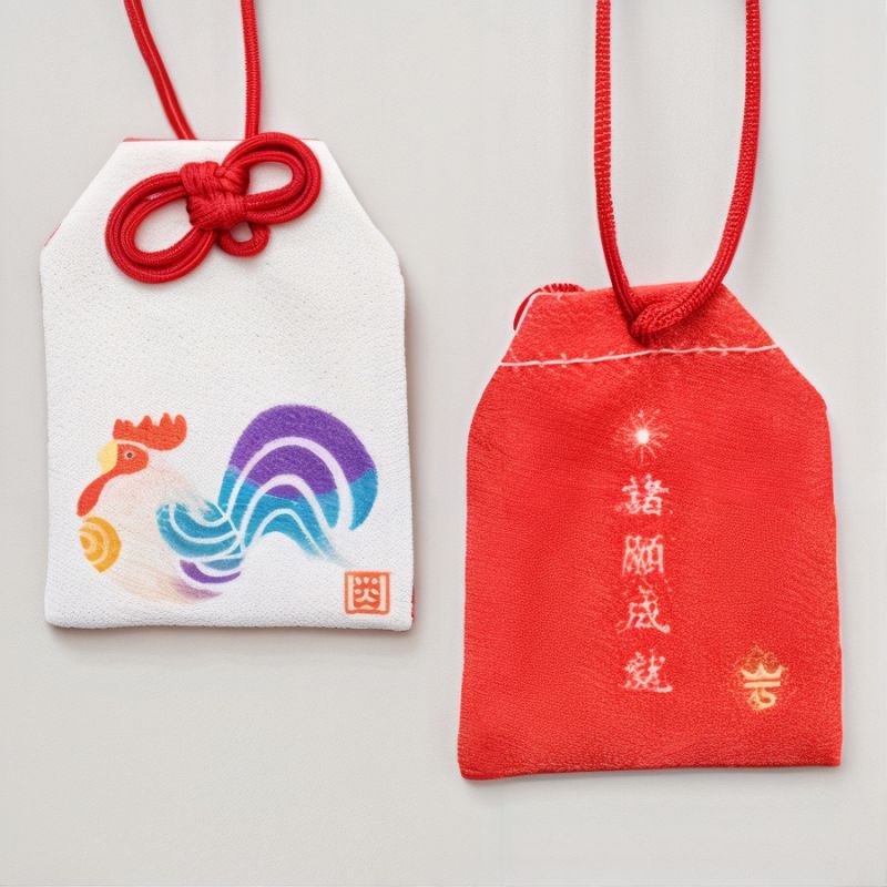 Amuleto giapponese Omamori - segno zodiacale cinese del Gallo