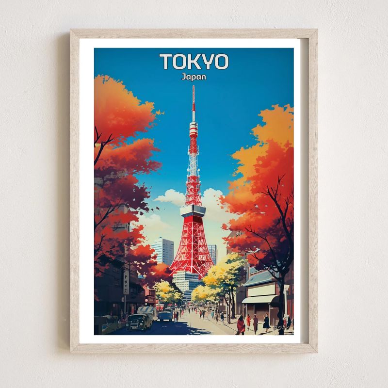 Poster / illustrazione giapponese "TOKYO" Torre di Tokio, by ダヴィッド