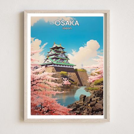 affiche / illustration japonaises "OSAKA" Château d'Osaka, by ダヴィッド