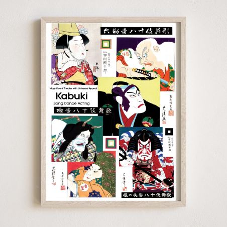 Japanische Illustration „KABUKI“, Theaterplakat KABUKI, von ダヴィッド