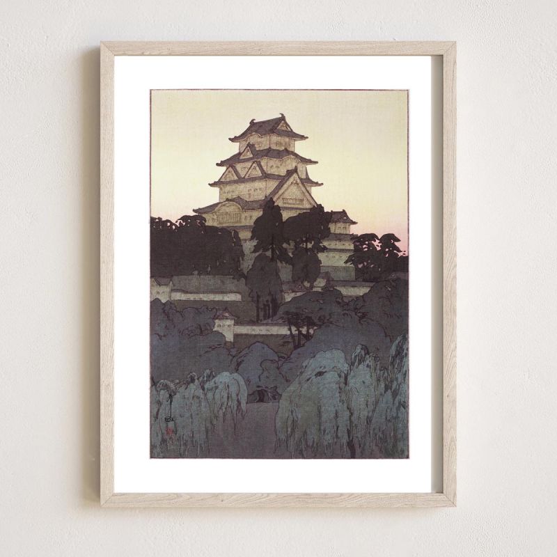 Grabado japonés, Mañana en el castillo de Himeji, Himejijō no asa, YOSHIDA HIROSHI