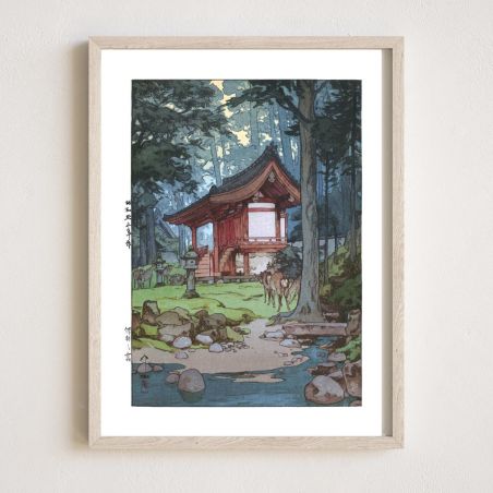 Japanese print, A forest sanctuary, Shinrin no miya, YOSHIDA HIROSHI