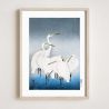 Japanese print, 5 Cranes, OHARA KOSON