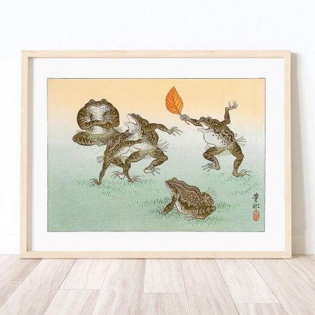 Japanese print, Frogs, OHARA KOSON