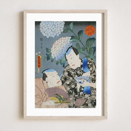 Japanischer Druck, Hortensie, KUNISADA