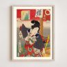 Japanischer Druck, Legendäre Rittergeschichten, Bando Mitsugoro, rot, KUNISADA